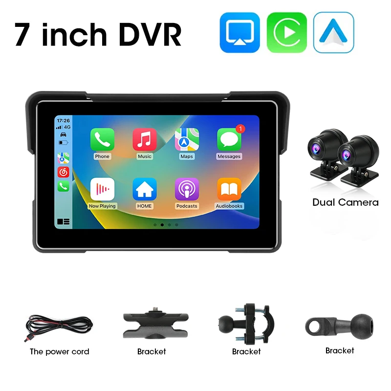 (dvr Carplay De 7 Polegadas) Navegação Para Motocicletas De 5 A 7 Polegadas, Monitoramento Sem Fio Da Pressão Dos Pneus Via Carplay.
