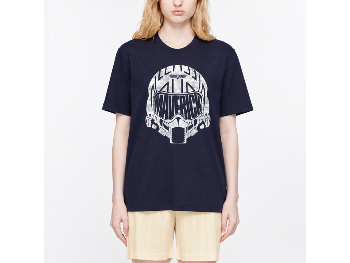 Rockinstone Top Gun Movie White Mav Helmet Navy Adult T-shirt Size:xxl