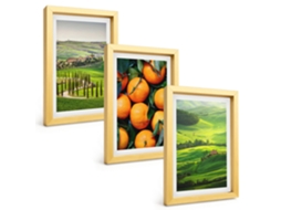 Um Conjunto De Imagens Decorativas Em Uma Moldurapaisagem Rural, Itália, Laranjas Moldura Dourada Pinturas De Quarto Espelharte (3 Peças 20x30 Cm)