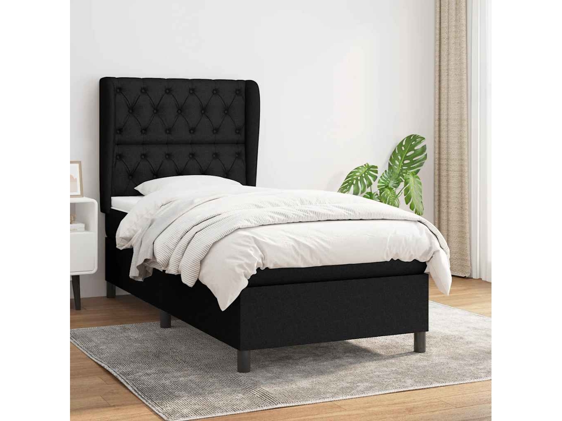 Vidaxl Cama Com Molas/colchão 80x200 Cm Tecido Preto