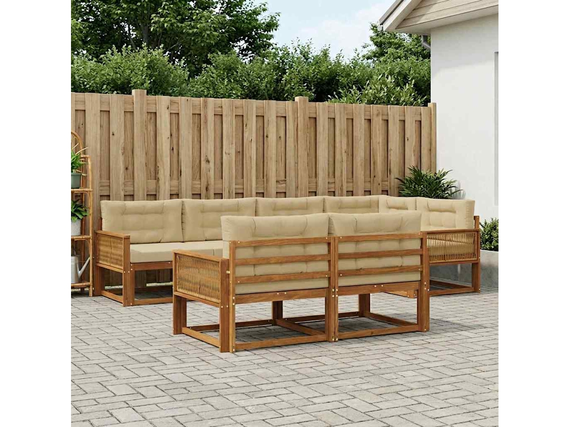 Vidaxl Conjunto De Sofás Para Exterior 8 Unid. Natural E Bege