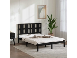 Vidaxl Estrutura De Cama 140x190 Cm Madeira De Pinho Maciça Preto