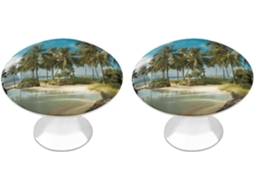 Conjunto De 2 Puxadores Aço Inoxidável Para Armários Cozinha, Personalizados Com Coqueiros Tropicais, Para Gavetas