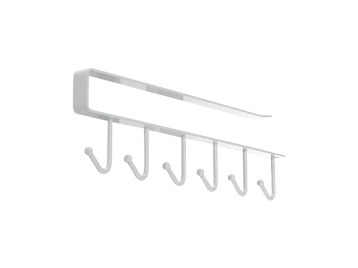 Hanging Utensil Holder Rack (6 Hooks, White Iron) Eoocoo