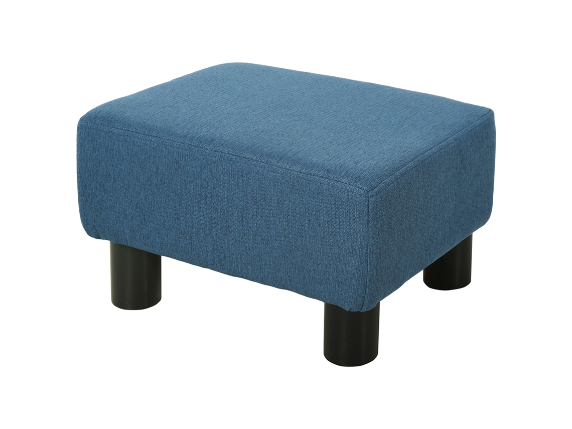 Pufe Descanso BTFORUS para pés, tecido de linho, capacidade 110kg, 40x30x24cm azul escuro