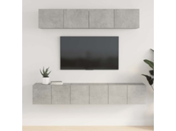 Vidaxl Conjunto Móveis De Tv 5 Pcs Madeira Processada Cinzento Cimento