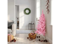 Vidaxl Meia Árvore De Natal Artificial Com Suporte 120 Cm Pvc Rosa
