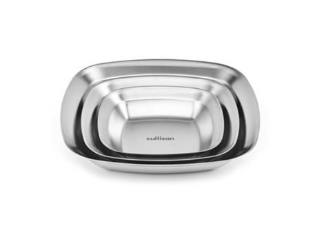 Lote Living de 3 Placas Quadradas de 16, 20 e 25 cm em Aço Inox CUITISAN