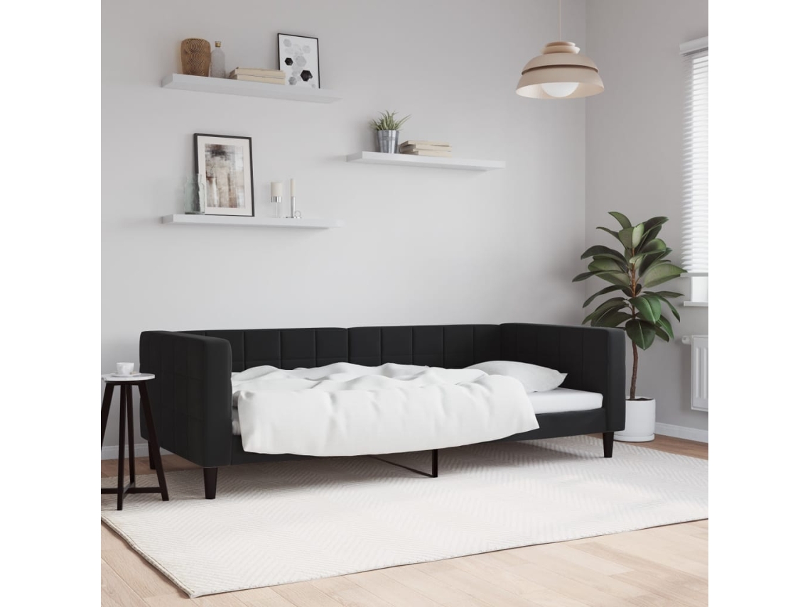 Vidaxl Sofá-cama 90x190 Cm Veludo Preto
