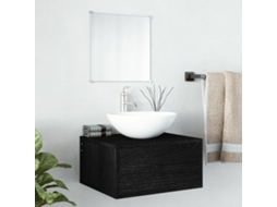 Vidaxl 2 Pcs Conjunto Móveis Casa De Banho Derivados De Madeira Preto