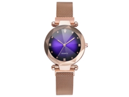 Relógio de Quartzo com Strass Pulseira de Malha Moda Unissex (roxo)