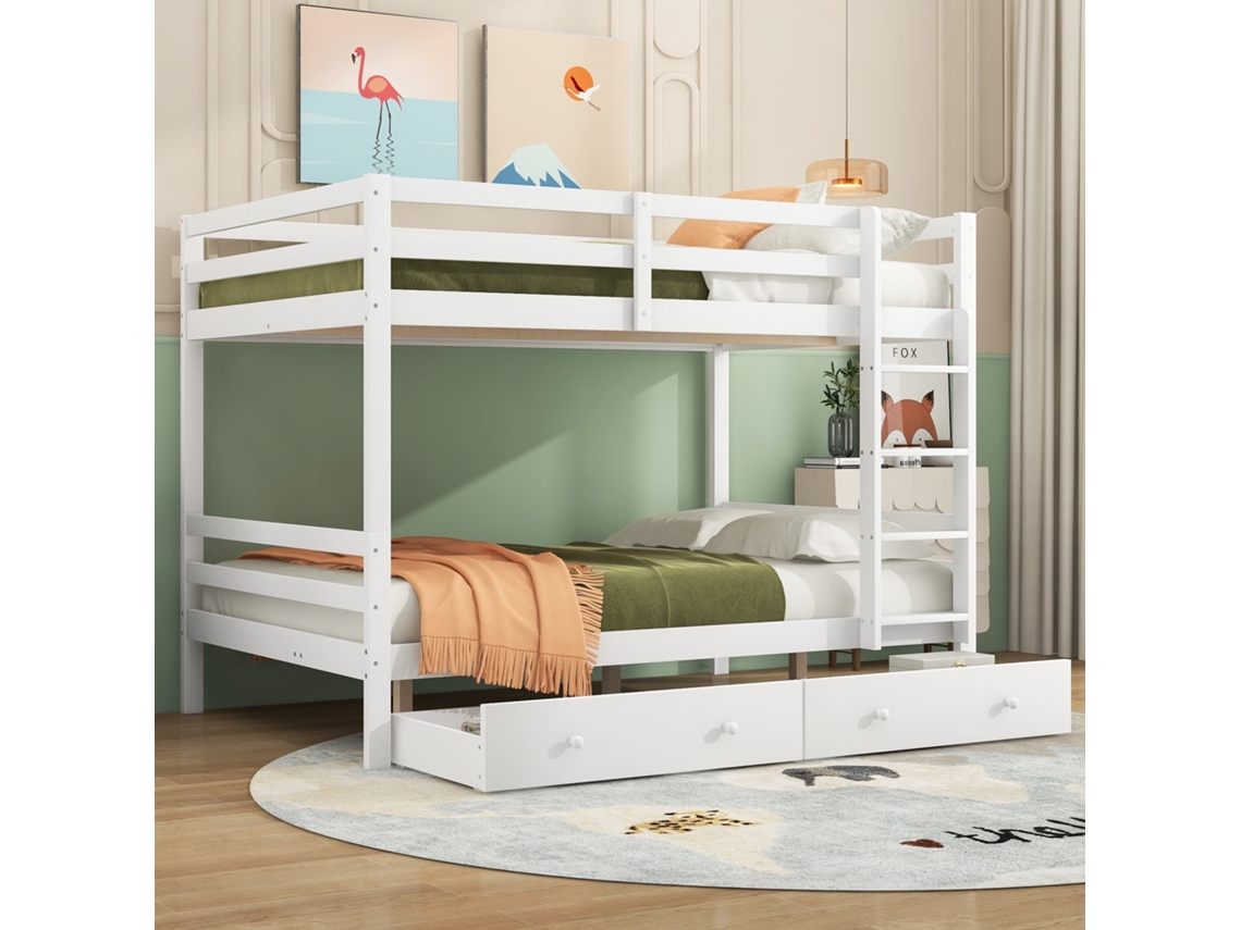 Beliche 140x200 Branco Gavetas Arrumação Segura