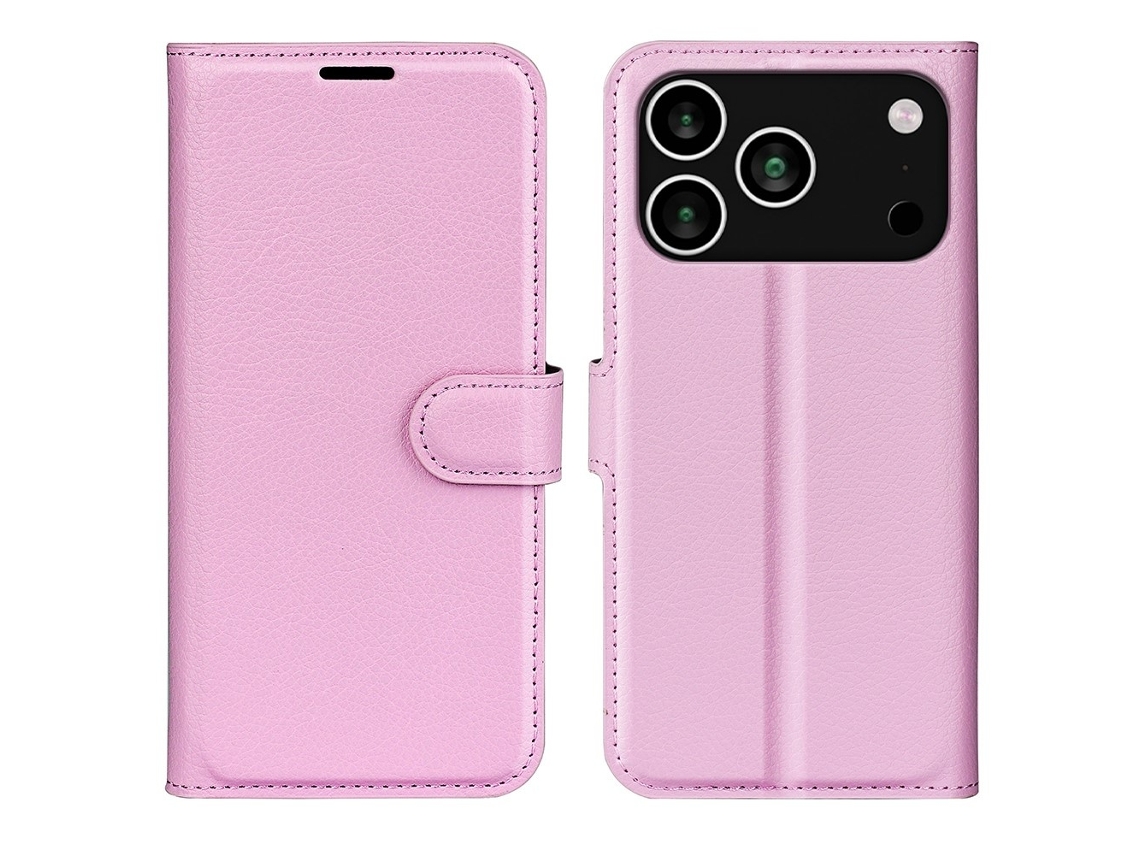 Capa Para Iphone 17 Pro Max Em Couro Cor Lichia Rosa Claro
