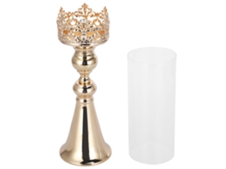 Porta Velas De Hierro Forjado Estilo Europeo Con Cristal Decoración De Boda Oro