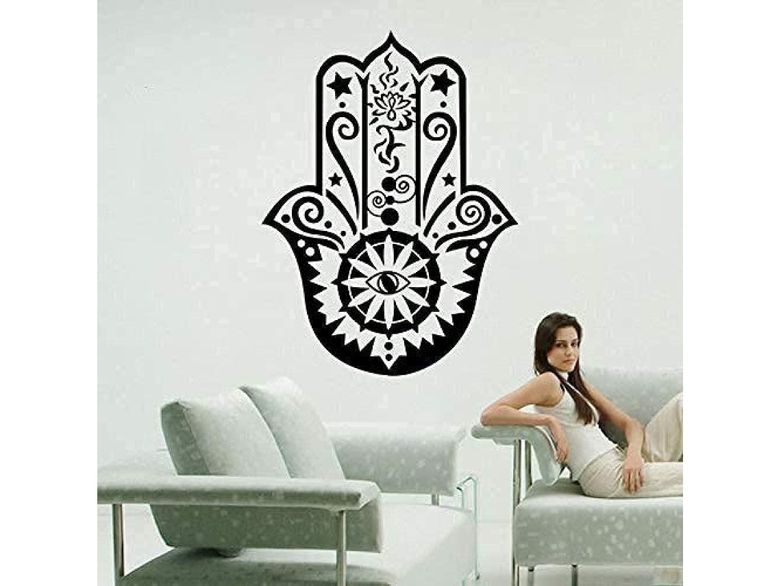 Adesivos Muraux Amovibles Yoga Adesivos Principais Muraux Résonance Art Stickers Muraux Inde Bouddha Lotus Motif Papier Peint Mural 58x78cm