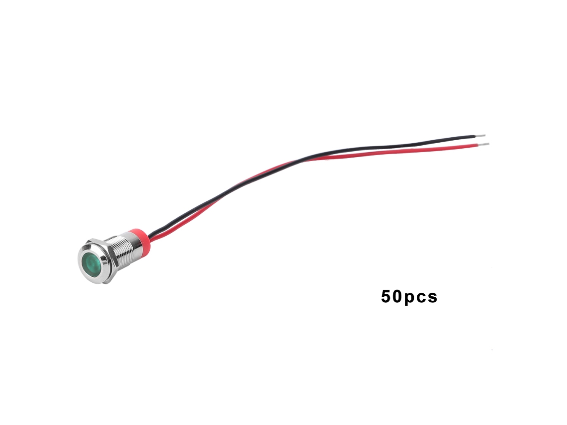 50pcs Indicador Led De Alerta Metal Ip65 Bem-10c 10mm Verde 24v Para Carro Modificação