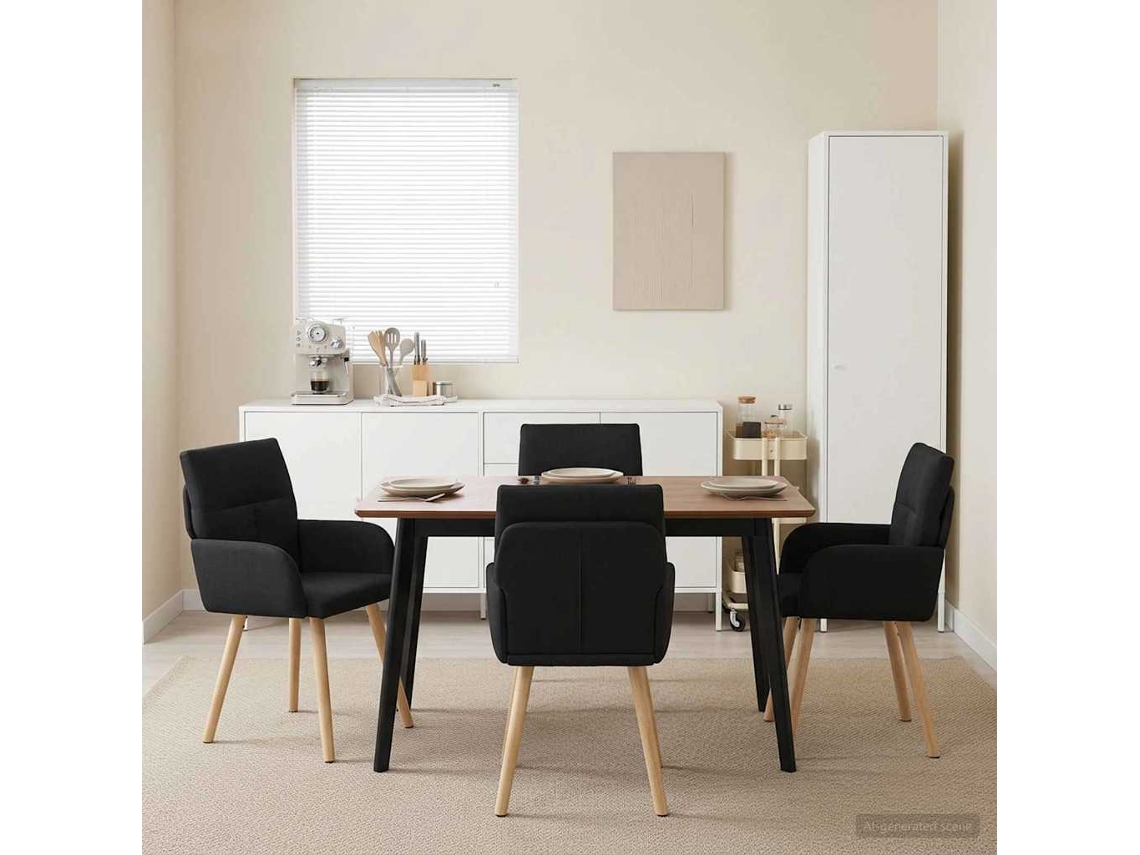 Vidaxl Cadeiras De Jantar 4 Pcs Tecido Preto 60 X 56 X 96 Cm