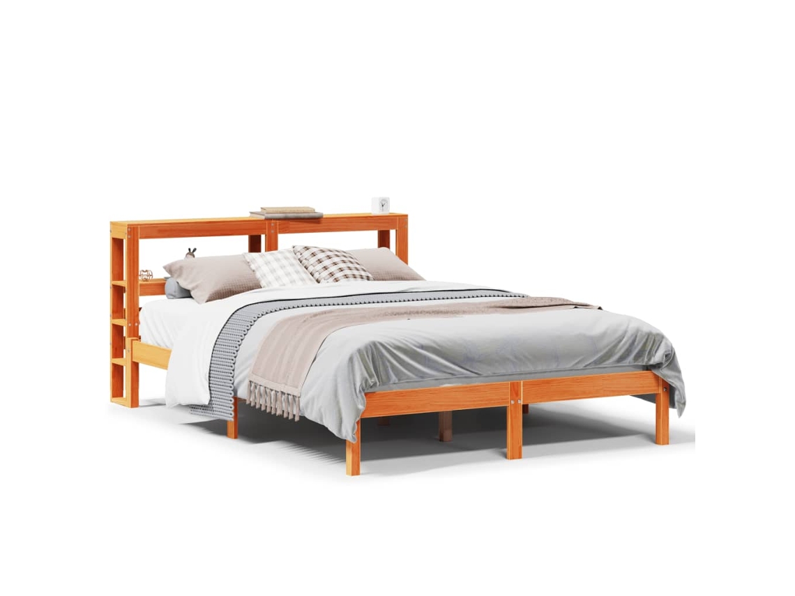 Estrutura Cama com Cabeceira Pinho Maciço Castanho Mel MAISON EXCLUSIVE (120x190 cm)