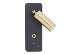 Lâmpada De Parede Led Com Interruptor Chave Minimalista Carregamento Usb Preto Ouro Aplicação De Quarto