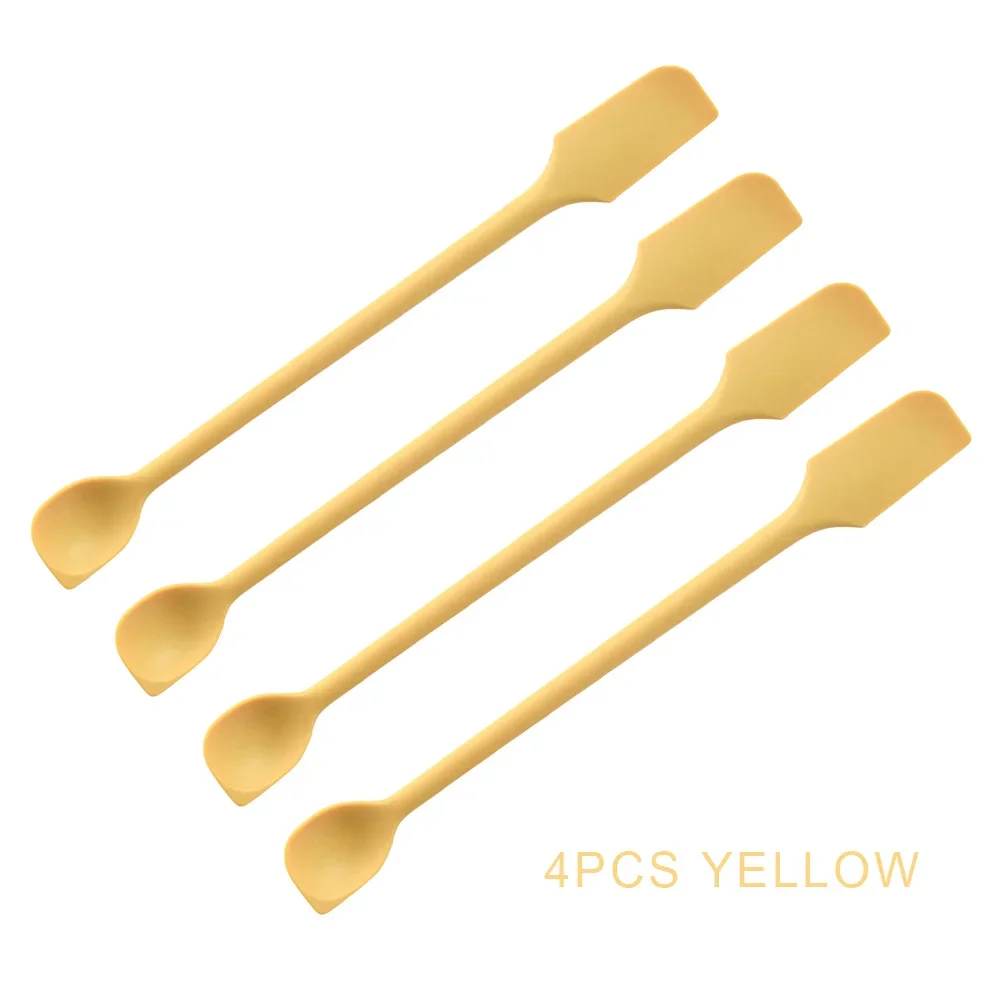 Conjunto de 4 Raspadores de Silicone, Resistentes Ao Calor, com Cabo Longo e Ponta Dupla, Utensílios de Cozinha. MDUG (amarelo, 4 Peças)