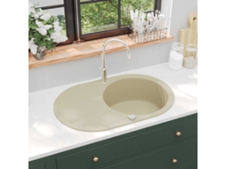 Vidaxl Lava-louça Com 1 Cuba Oval Granito Bege