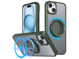 Suporte Casa Para Iphone 15 Pele Sintética Magnética Verde