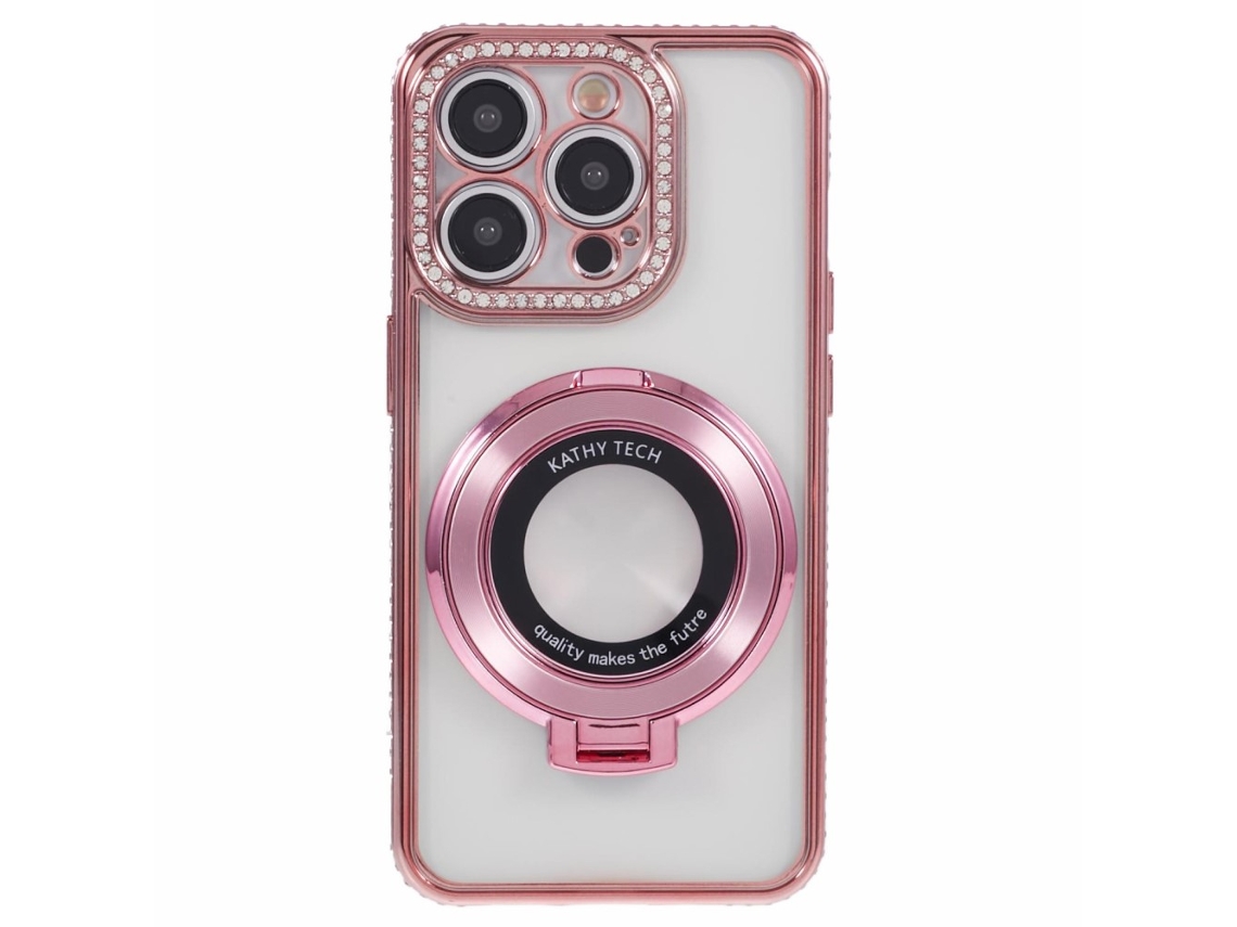 Suporte Casa Para Iphone 15 Pro Max Pele Sintética Rosa