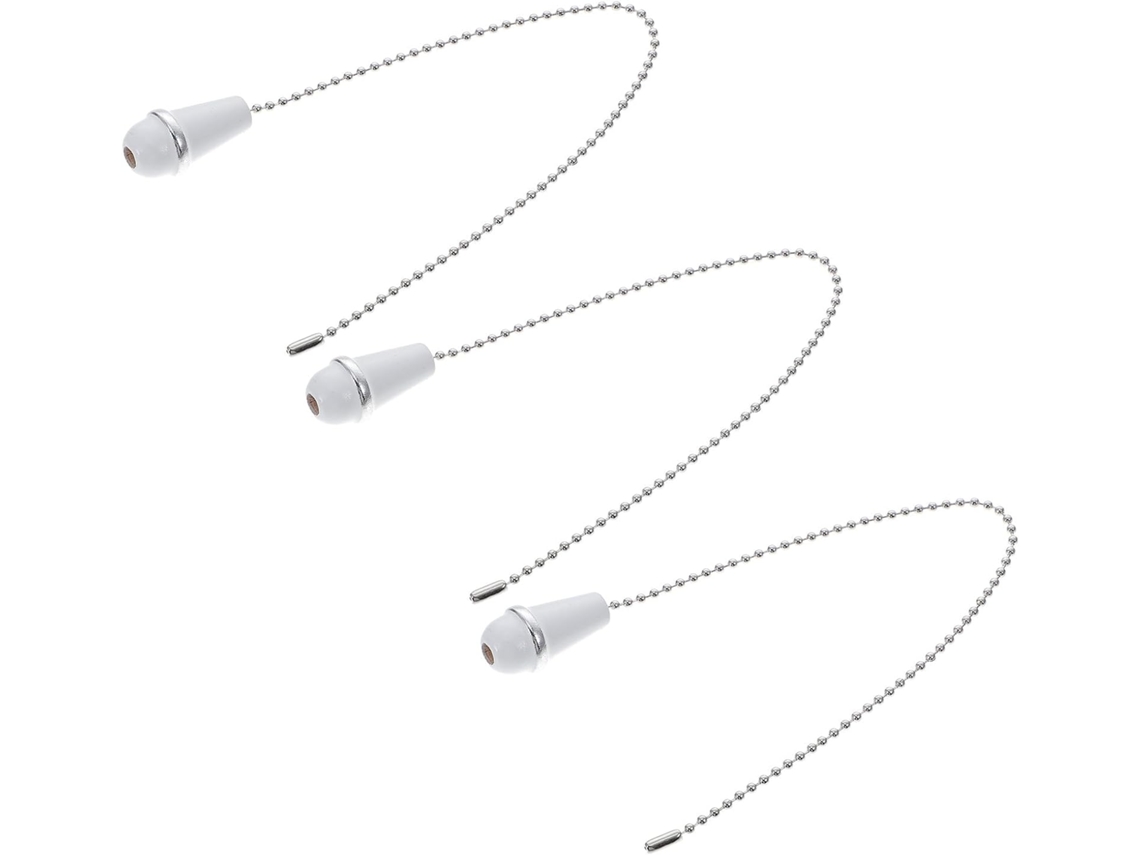 Conjunto De 3 Correntes Metal Branco Para Ventilador Teto Com