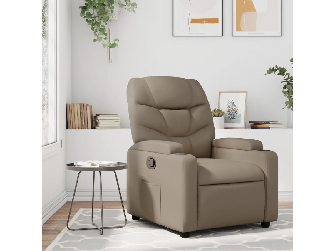 Vidaxl Poltrona Reclinável Couro Artificial Cor Cappuccino
