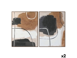 Tela Home Esprit Branco Castanho Preto Abstrato Urbana 90 X 4 X 120 Cm (2 Unidades)