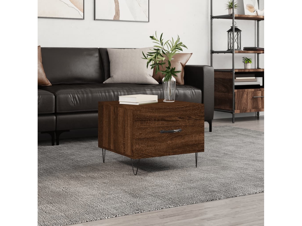 Vidaxl Mesa De Centro 50x50x40 Cm Derivados Madeira Carvalho Castanho