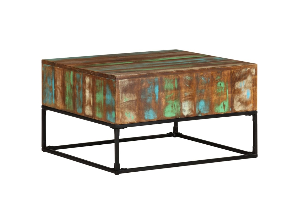 Vidaxl Mesa De Centro 68x68x41 Cm Madeira Recuperada Maciça