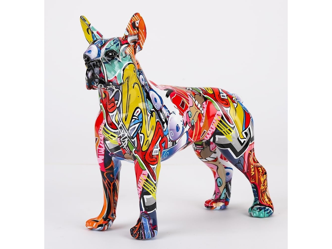 Estátua Colorida Moderna Boston Rier Arte Criativa Simples Petite Poignée Em Resina Animal Chien Artesanal