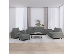 Vidaxl 4 Pcs Conjunto De Sofás Tecido Cinzento-escuro