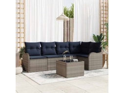 Vidaxl Conjunto De Sofá De Jardim Cinzeto Vime Pe