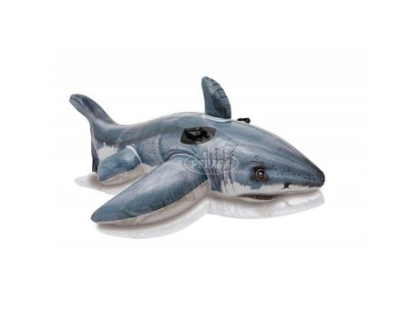 Brinquedo Inflável Eminza Tubarão Branco Montável Com Alças 1,73x1,07m Cinza E Branco