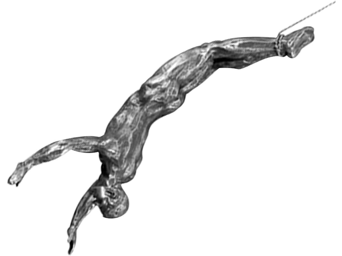 Estátua Parede Artesanal Resina Estilo Industrial Prateada Ideal Decoração Bares Residências GOKOCO