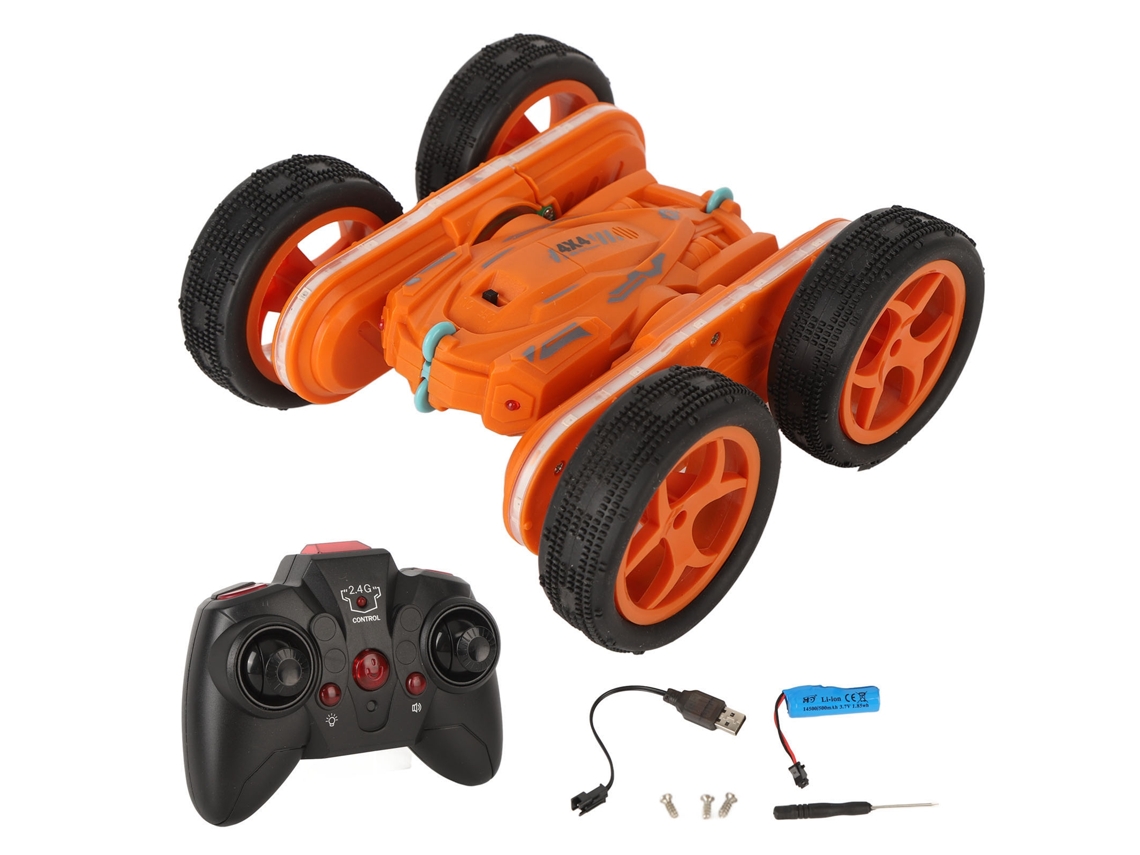 Ats coche de Acrobacias Rc com Luz Giratsória de Dois Lados e 4 Rodas para Grama e Praia Laranja
