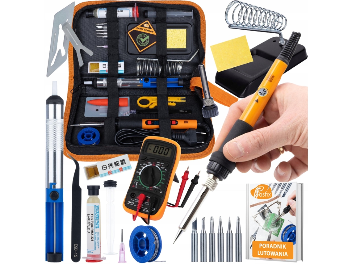 Conjunto de Ferro de Solda Pitbull 60W com Multímetro XL830L ROSFIX