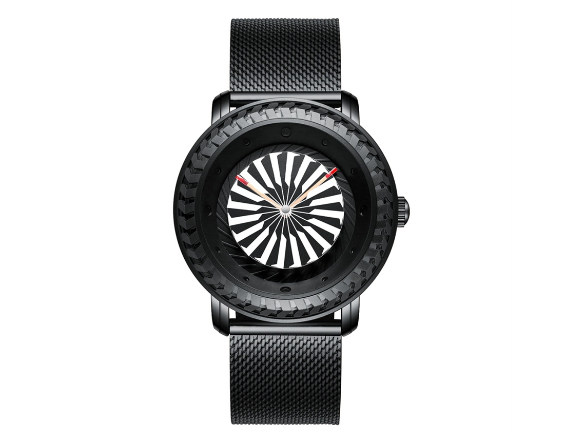Reloj Analógico De Cuarzo Con Dial Redondo De Aleación Y Correa De Acero Biden (negro)