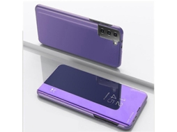 Capa De Couro Espelhado Banhado A Ouro Para Samsung Galaxy S23+ 5g Com Suporte.