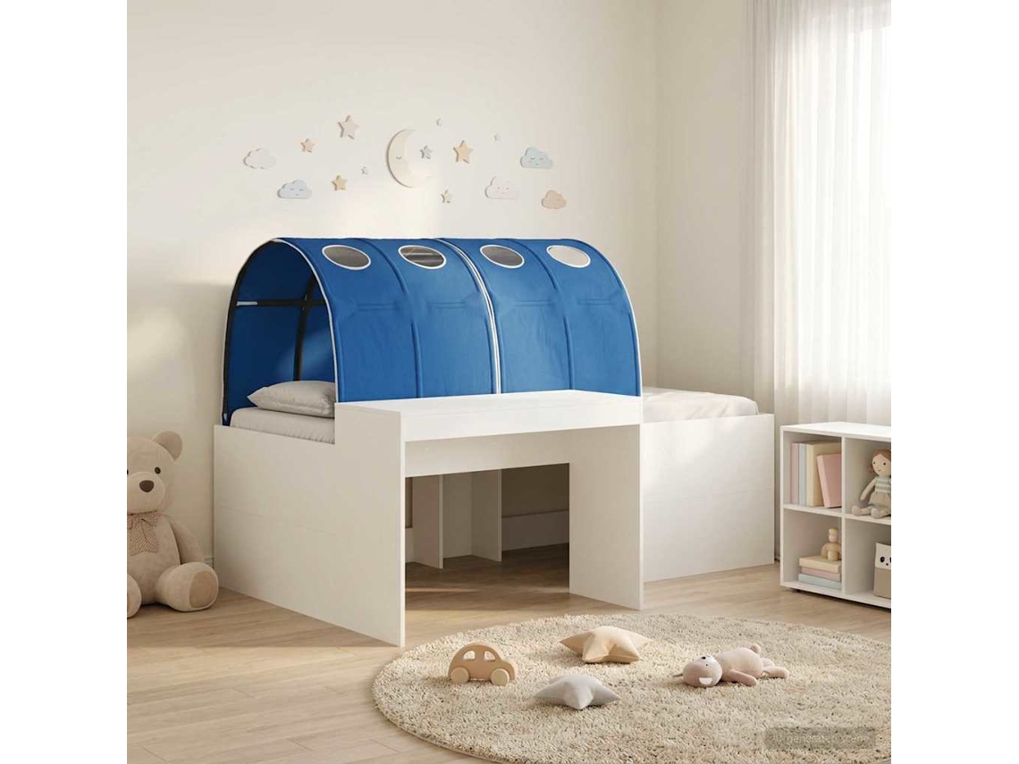 Vidaxl Estrutura De Cama Com Túnel 3 Unid. Branco E Azul