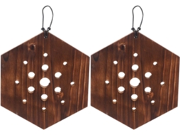 Inoomp Kit de 2 Vasos de Parede em Madeira, Hexagonal e Vertical, Feito de Samambaia Chifre de veado. para Pendurar CHABERLU