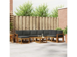 Vidaxl Conjunto De Sofás Para Exterior 9 Unid. Natural E Antracite