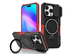 Capa Zruxe Compativel Com Iphone 16 Pro (sliding Camshield - Magsafe - Tpu - Pc - Preto - Vermelho)