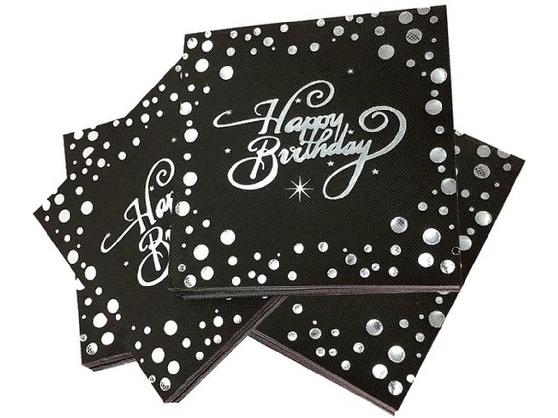 40 Unidades De Toalhas Pretas Com Prata Para Decoração De Mesa - Toalhas De Aniversário Pretas - Toalhas Divertidas Para Meninas E Meninos (prata)