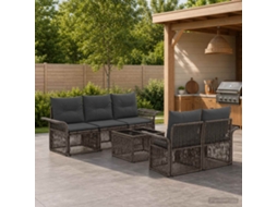 Vidaxl Conjunto De Sofá De Jardim 6 Unid. Cinzento Vime Pe