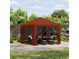 Vidaxl Gazebo De Jardim Com Laterais 3 X 3 M Terracota Poliéster E Aço