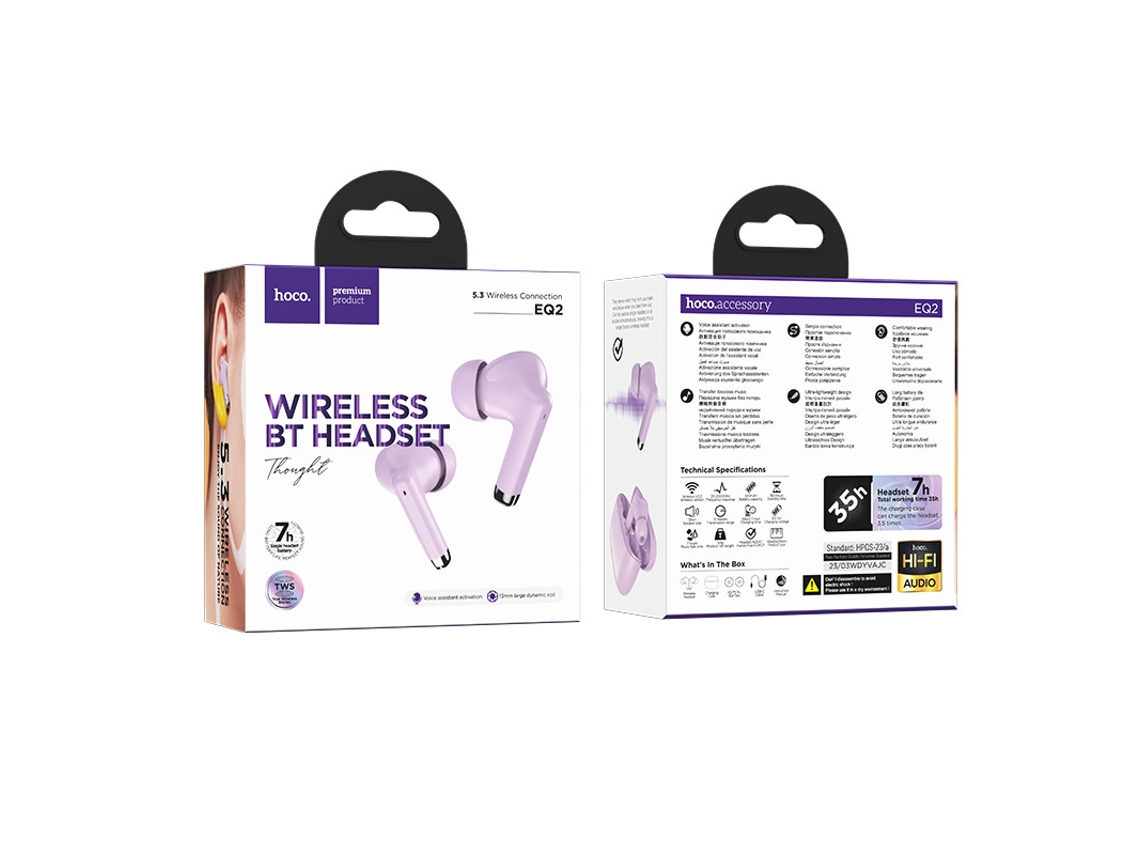 Auriculares Sem Fio Redução Ruído Built Inmicrophone Touch Control Estéreo YIZHOOD Bluetooth Roxo