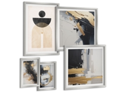 Conjunto De Pinturas Composições Abstratas Modernas Espelharte (5 Peças)